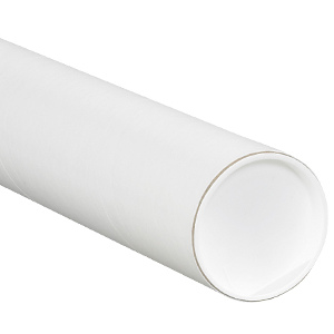 4 x 48 White Mailing Tubes with Caps 15/Carton