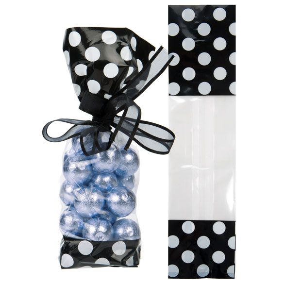 Printed Party Favor Bags - Black Top and Bottom [G2BK]