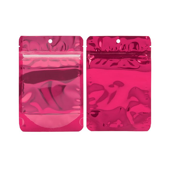 Stand Up Zipper Pouch - Color Backed Fuschia Pouch/Clear Front