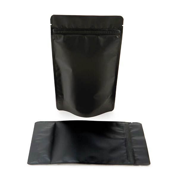 4 oz. Stand Up Zipper Pouch - Matte Black - Metallized [ZBGM3MB]