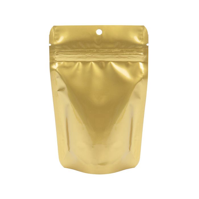 The Quarter Bag- clear/gold stand-up pouch w/ aluminum foil - HQ Packaging